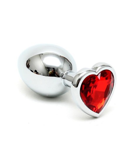 butt plug plated steel crystal heart red