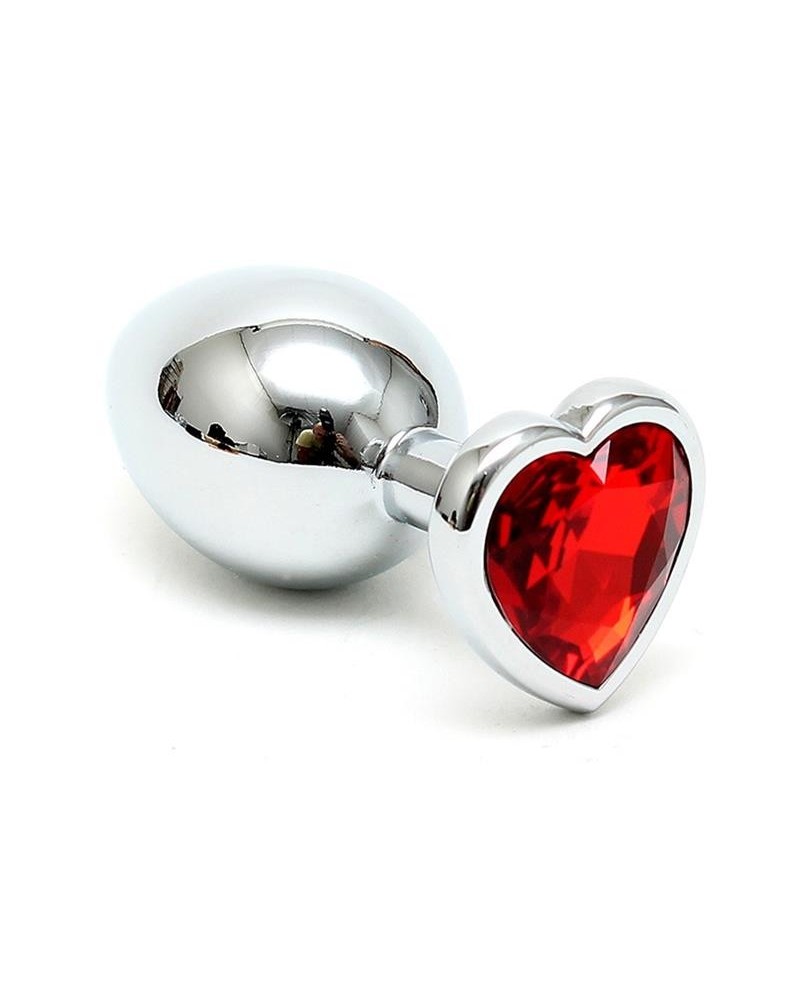 butt plug plated steel crystal heart red