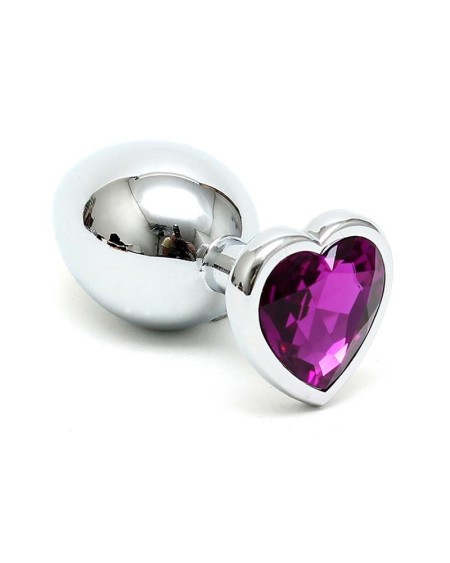 butt plug plated steel crystal heart violet