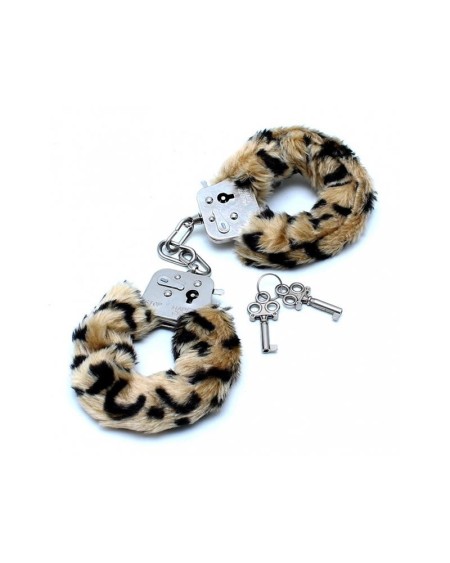 police cuffs with souple leopard fur