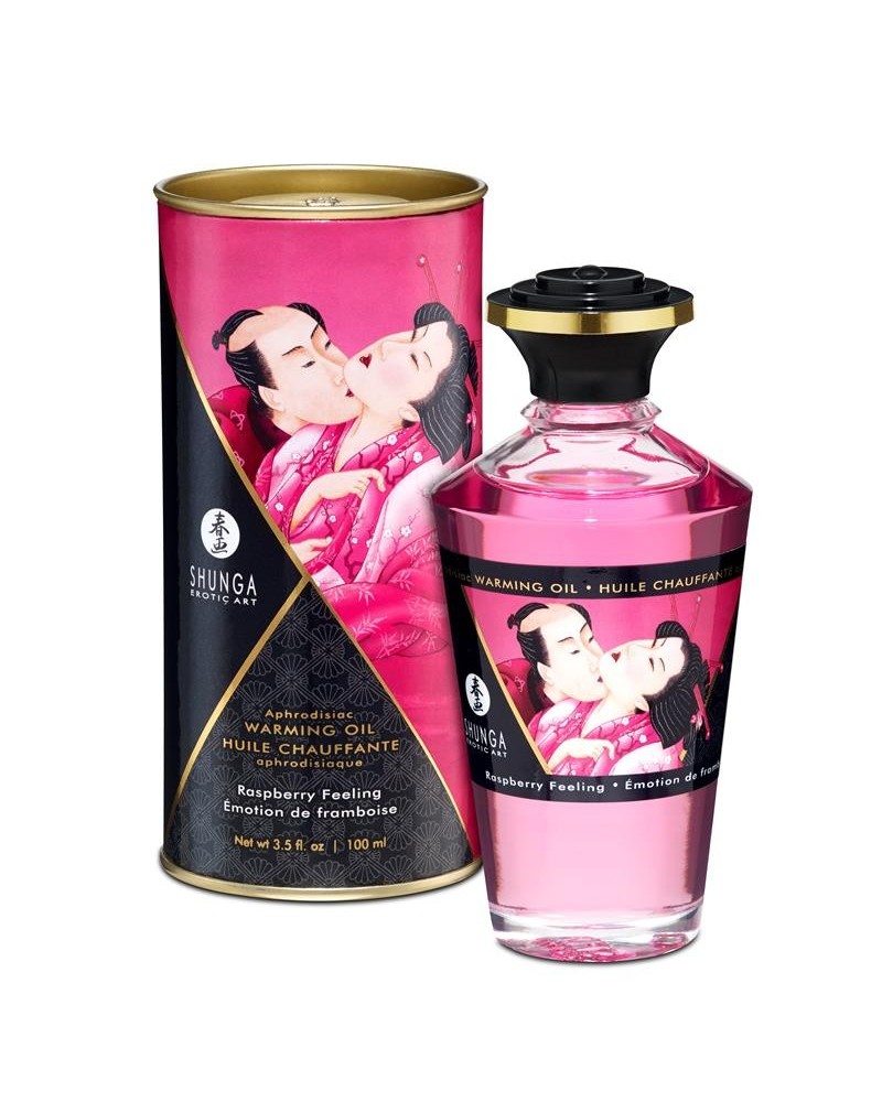 shunga warming massage oil raspberry aroma