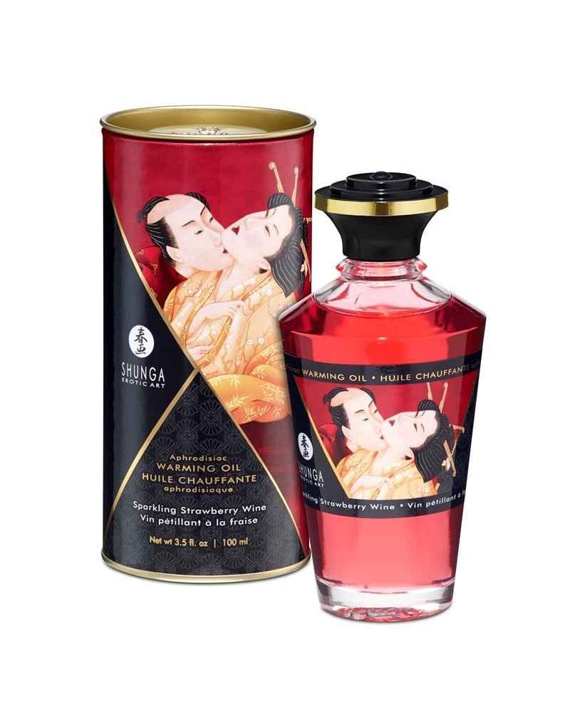 shunga warming massage oil sparkling wine strawberry