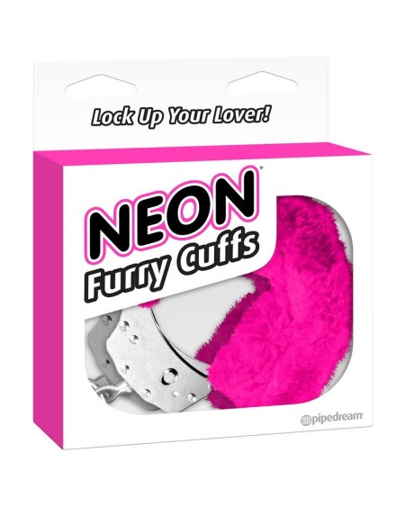 neon furry cuffs rose