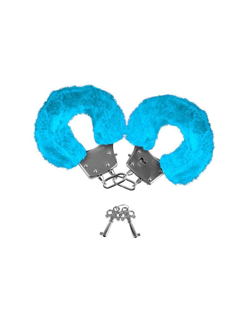 neon furry cuffs blue