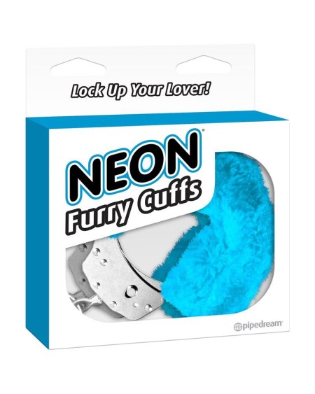 neon furry cuffs blue