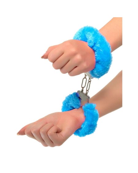 neon furry cuffs blue