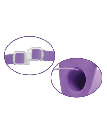 harness with hollow dildo with vibration 20 cm violet