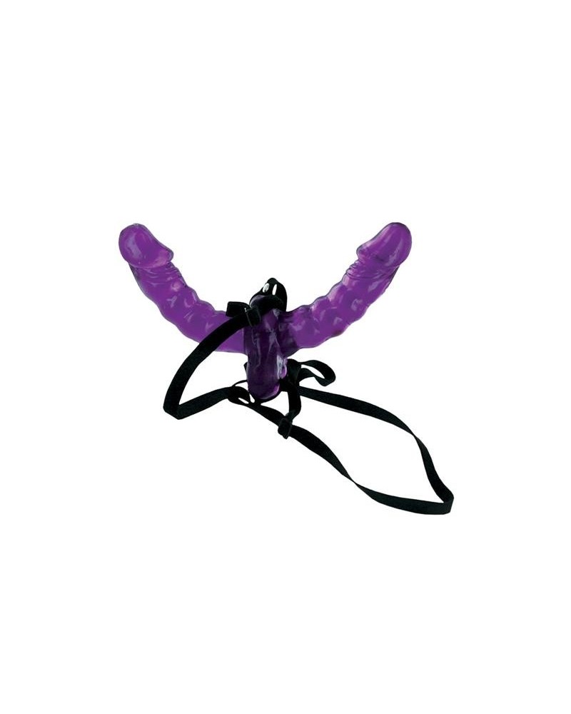 double delight strap-on 15 cm violet