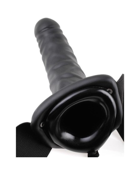 strap-on with vibrant hollow dildo 8 noir