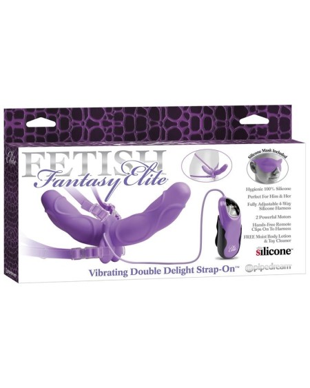 fetish fantasy elite vibrant double delight strap-on violet