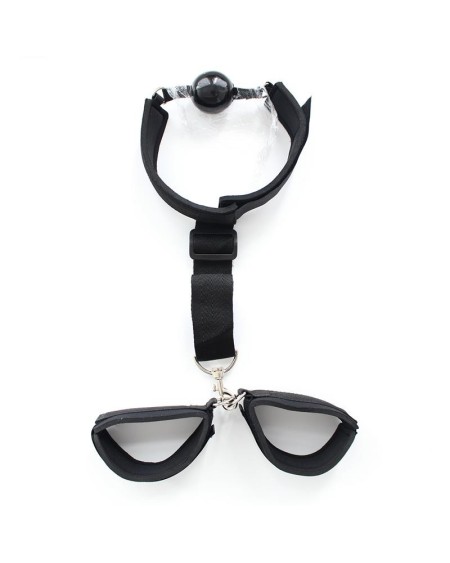 gag ball with hand cuff noir