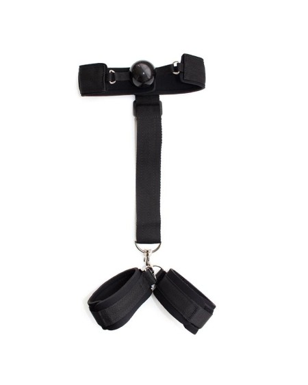 gag ball with hand cuff noir