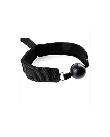 gag ball with hand cuff noir