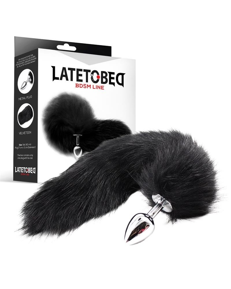 metal butt plug foxy tail velvet touch 40 cm noir