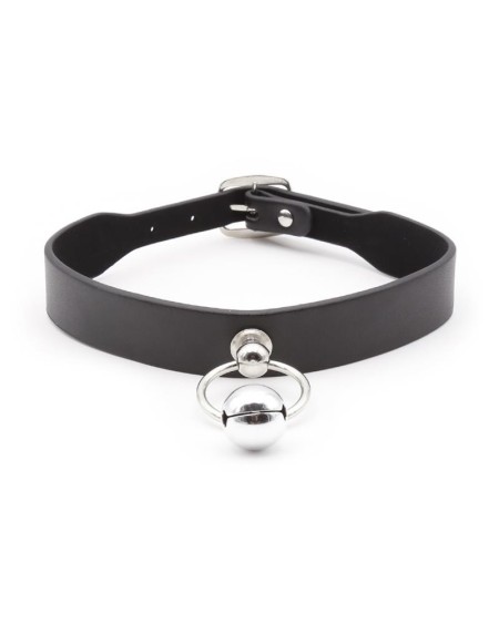 collar with hoop and bell noir