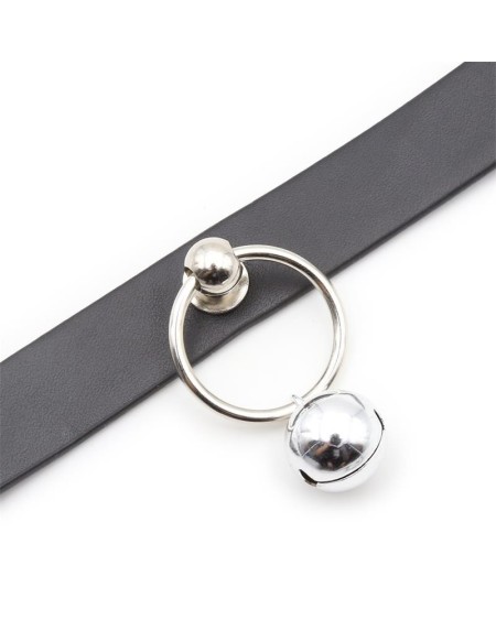 collar with hoop and bell noir
