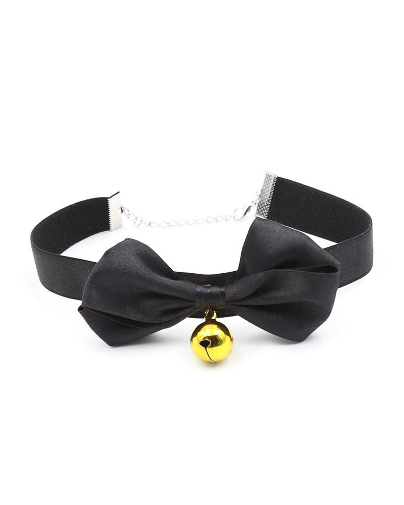 collar with bow and bell 29 cm size m noir