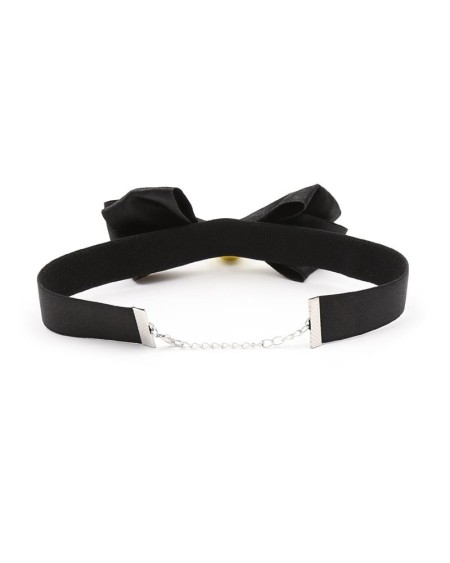 collar with bow and bell 29 cm size m noir