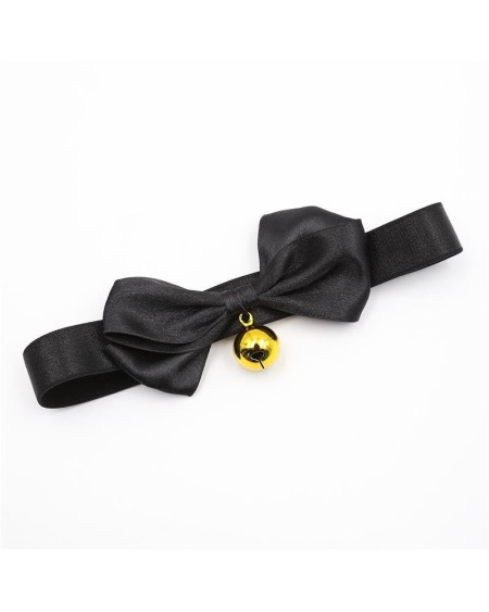 collar with bow and bell 29 cm size m noir