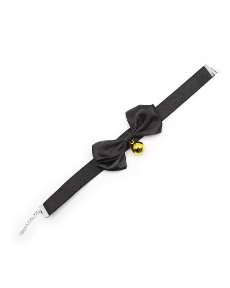 collar with bow and bell 29 cm size m noir
