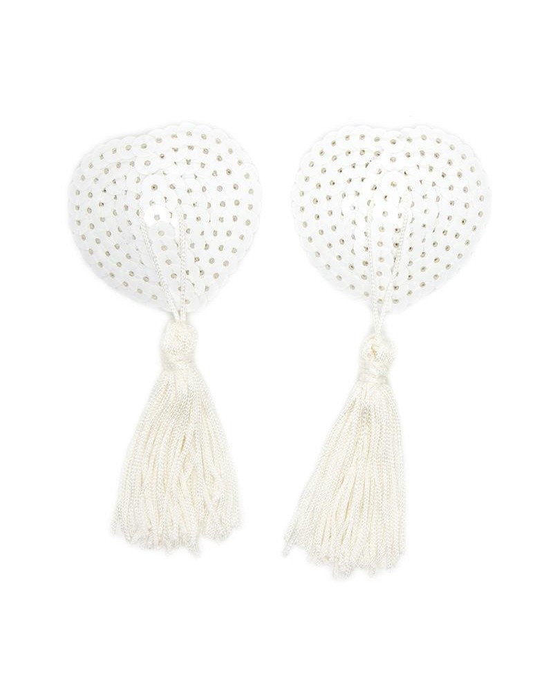 sequin nipple cover with tassel white