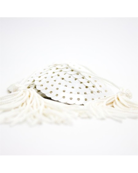 sequin nipple cover with tassel white