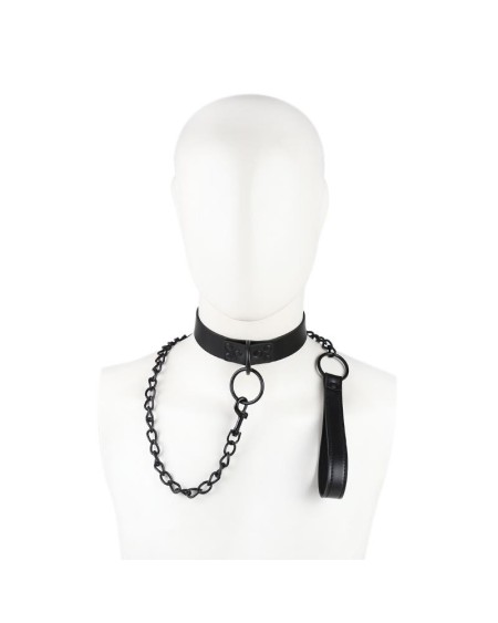 collar with leash noir