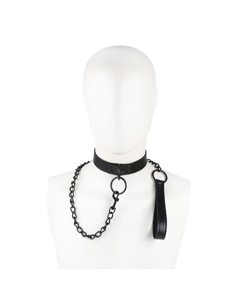 collar with leash noir