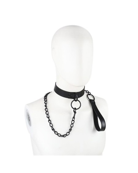 collar with leash noir