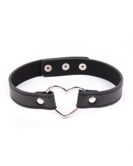 collar with heart shaped hoop adjustable 41,5 cm noir