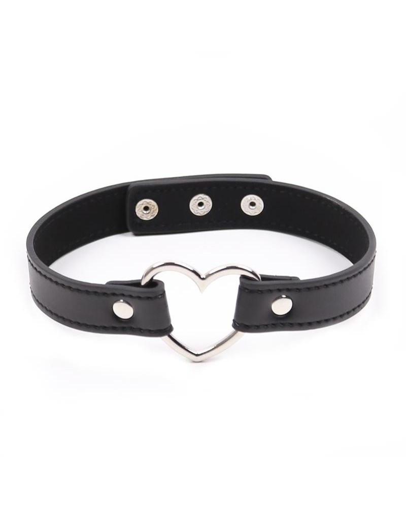 collar with heart shaped hoop adjustable 41,5 cm noir