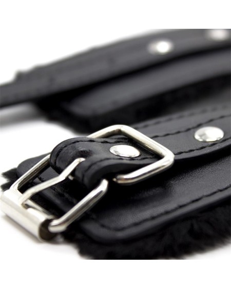fur lined adjustable handcuffs 30 cm noir