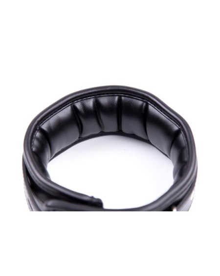 collar with metal leash and pedded interior noir