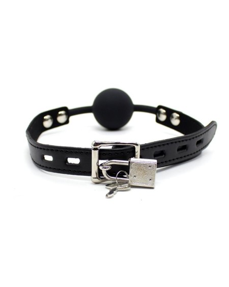 silicona ball gag 4 cm with padlock noir