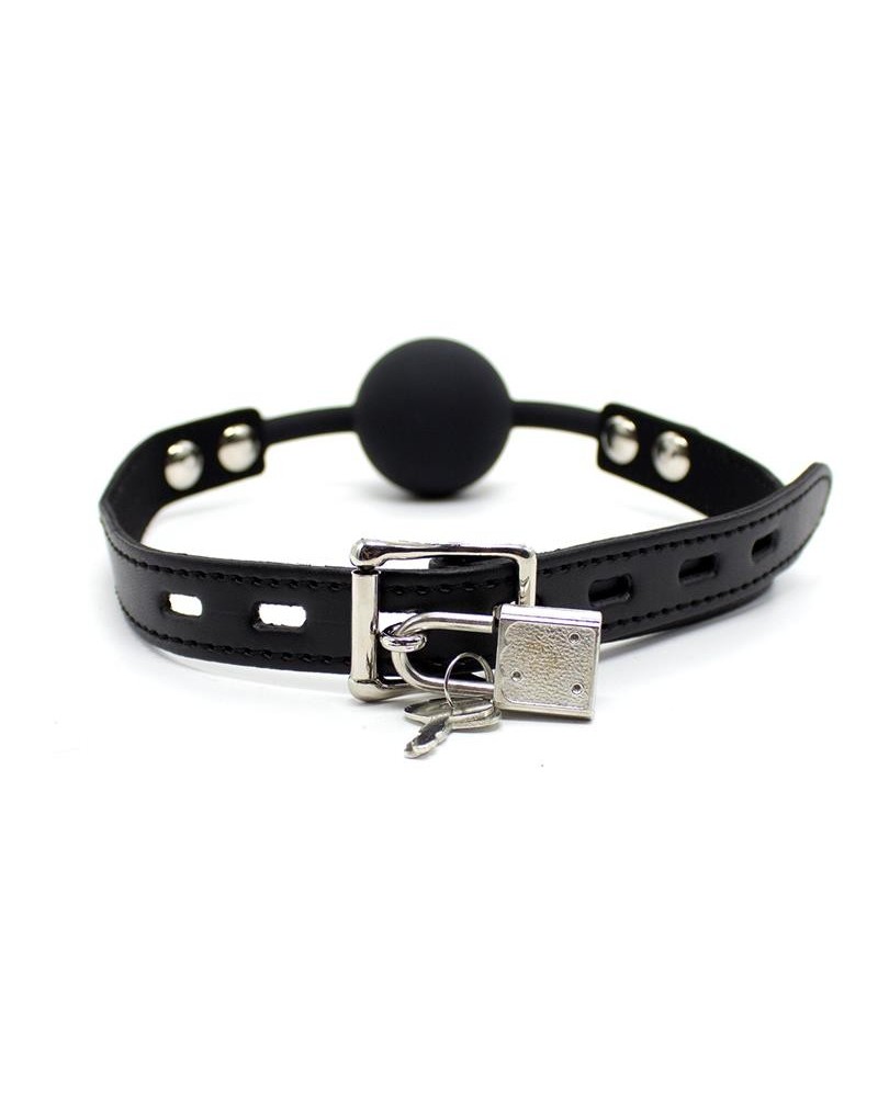 silicona ball gag 4 cm with padlock noir