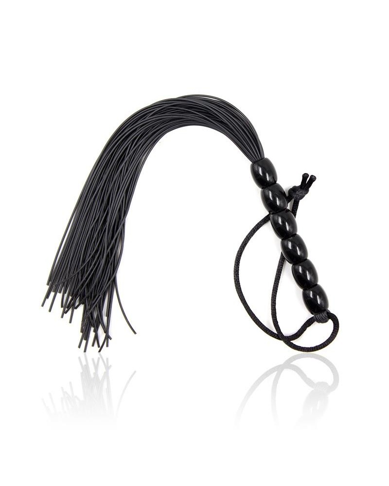 silicone flogger with 6 beads handle 26 cm noir