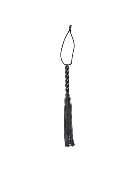 silicone flogger with 6 beads handle 26 cm noir