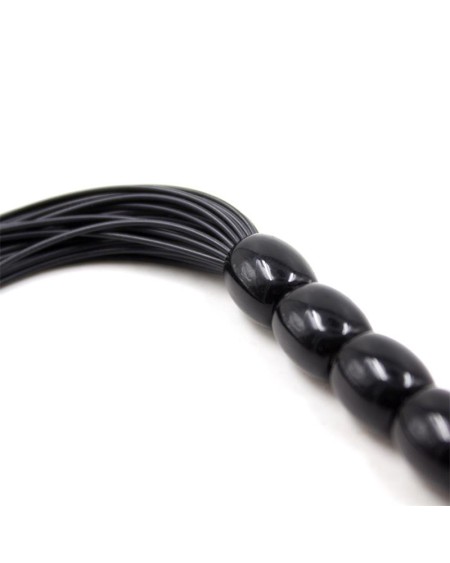 silicone flogger with 6 beads handle 26 cm noir
