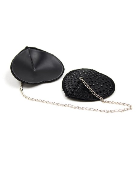 nipple covers with metal chain noir