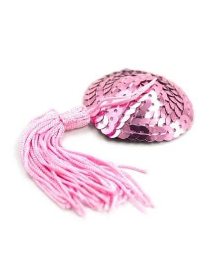 self-adhesive heart sequin nipple cover with tassel rose