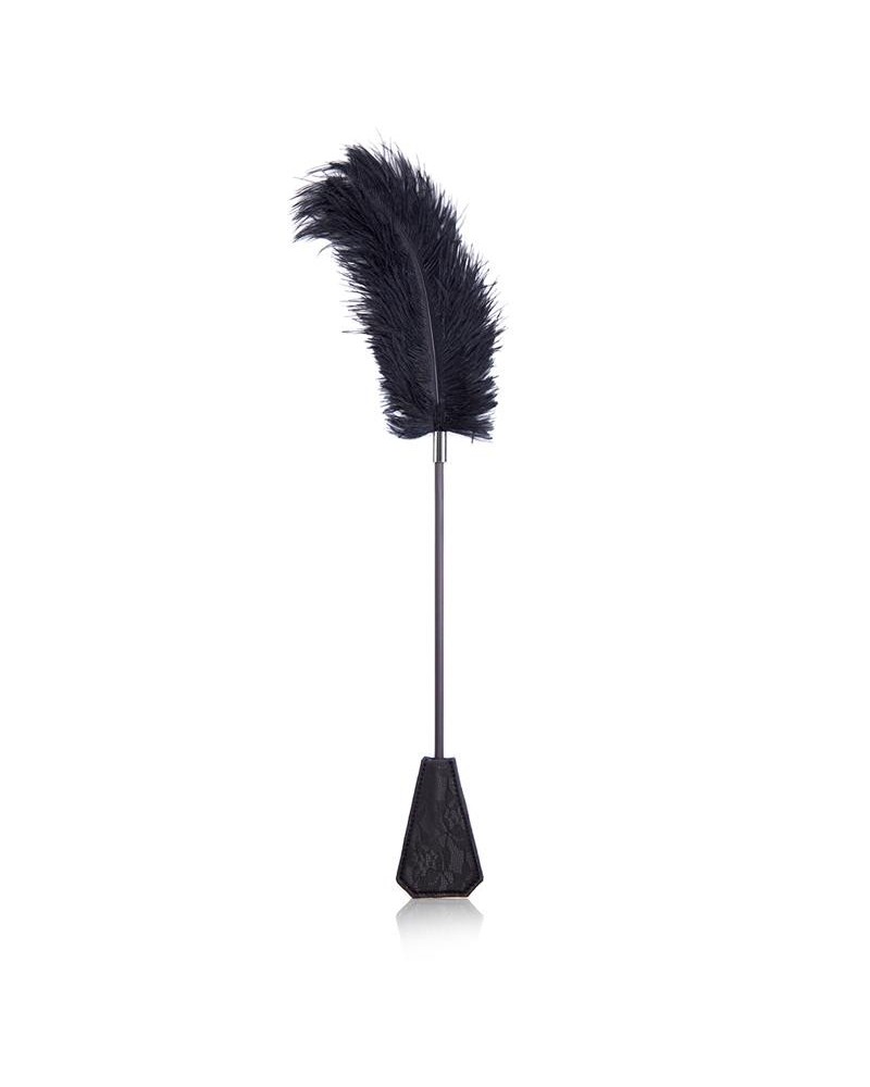 feather tickler and paddle with lace 2 in 1 56 cm noir
