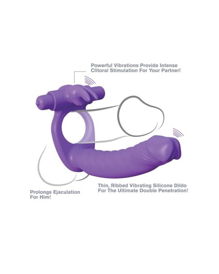 fantasy c-ringz silicone double penetrator rabbit violet