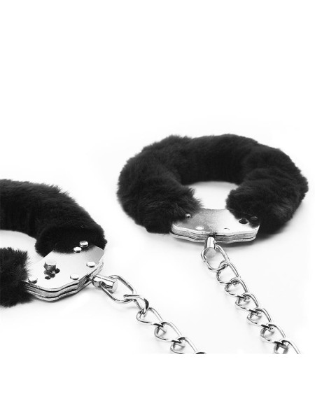 furry metal ankle cuffs noir