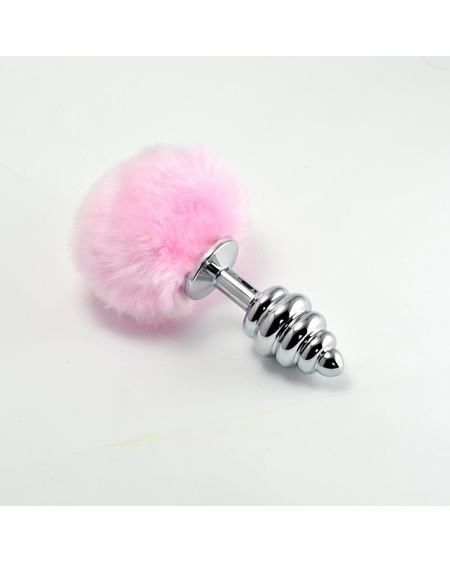 metal spiral butt plug with rose pompon