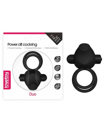 double vibrant cockring power clit duo noir