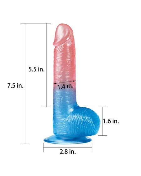 dildo dazzle studs 7.5 rose and blue