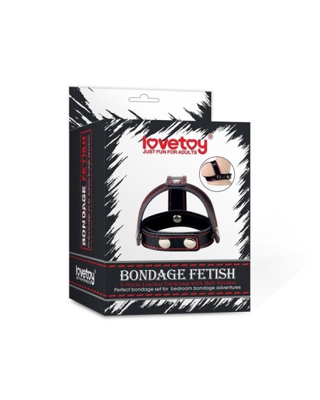 leather cock ring with ball divider