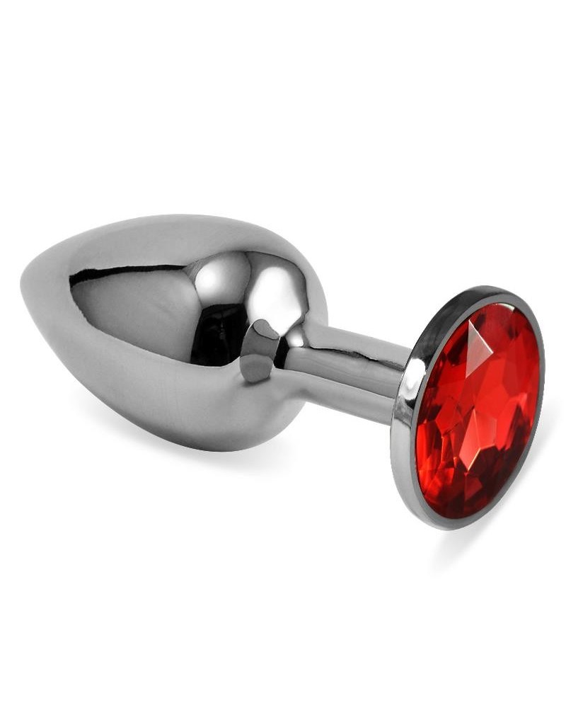 butt plug silver rosebud classic with red jewel size s