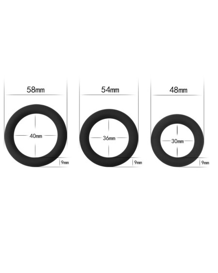 pack of 3 penis ring power plus noir
