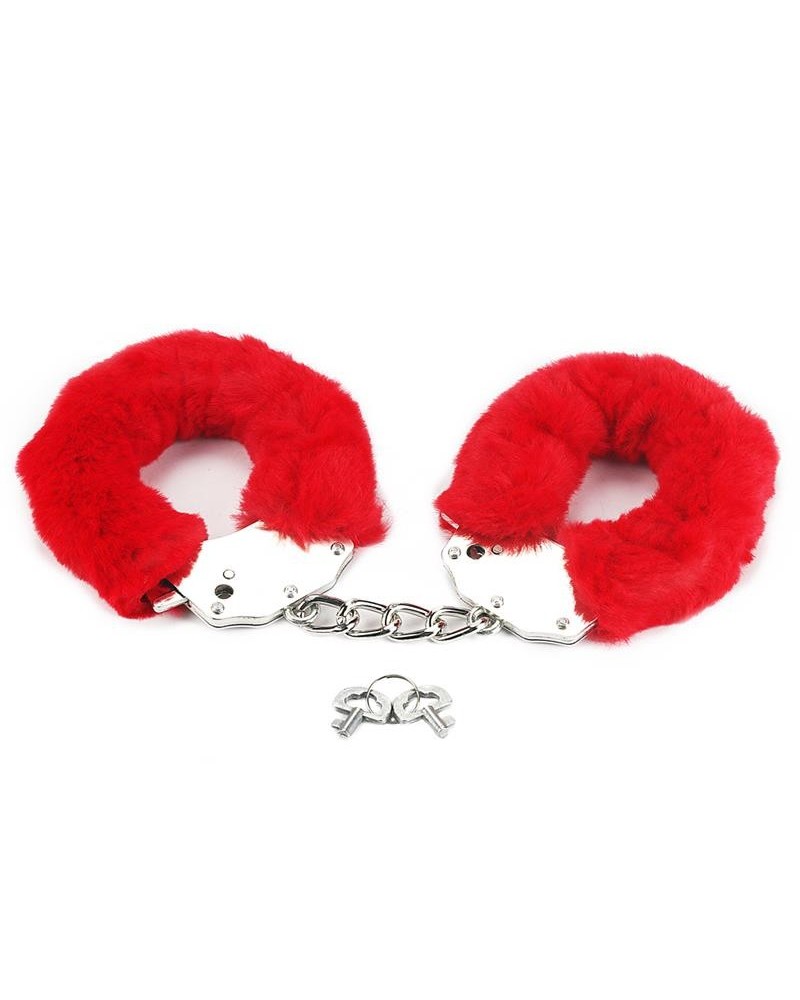 furry metal handcuffs red